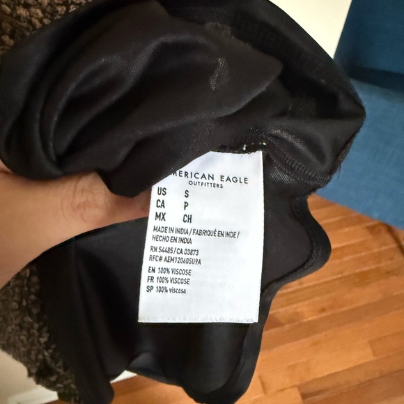 American Eagle Sz Small Long Sleeve Baby Doll Dress Button-Up V-Neck Tie Collar - Picture 7 of 8